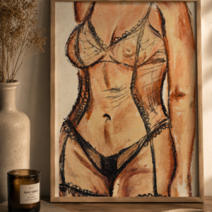 Romance Yourself 2.186 Nude Figure Oil Pastel Drawing | Feminine Wall Art Download
