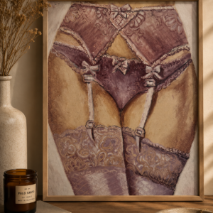 Just a Girl (But Don’t Fuck With Me) 2.4 Nude Figure Oil Pastel Drawing | Feminine Wall Art Download