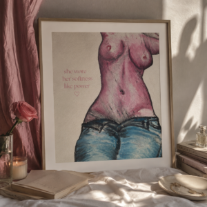 She Wore Her Softness Like Power 116 | Nude Figure Oil Pastel Drawing | Feminine Wall Art Download