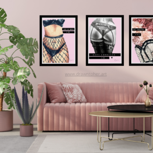 Empowered Form Figurative Art Print Set | Black, White & Blush Nude Art Download