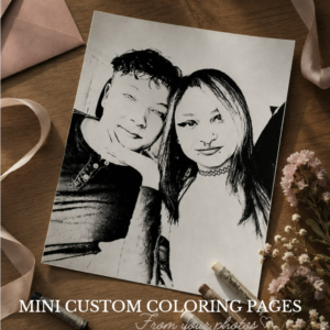 Mini Custom Coloring Page From Your Photos | Personalized Digital Gift